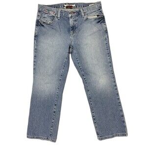 Tommy Hilfiger Size 10 Low Rise Boot Cut Crop Low Rise Stretch Med Wash